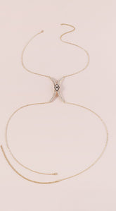 Rhinestone Eye Body Waist Chain - Gold